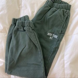 Brandy Melville New York Forest Green Sweatpants